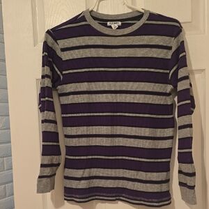 Old Navy Purple and Gray Striped Long Sleeve Shirt